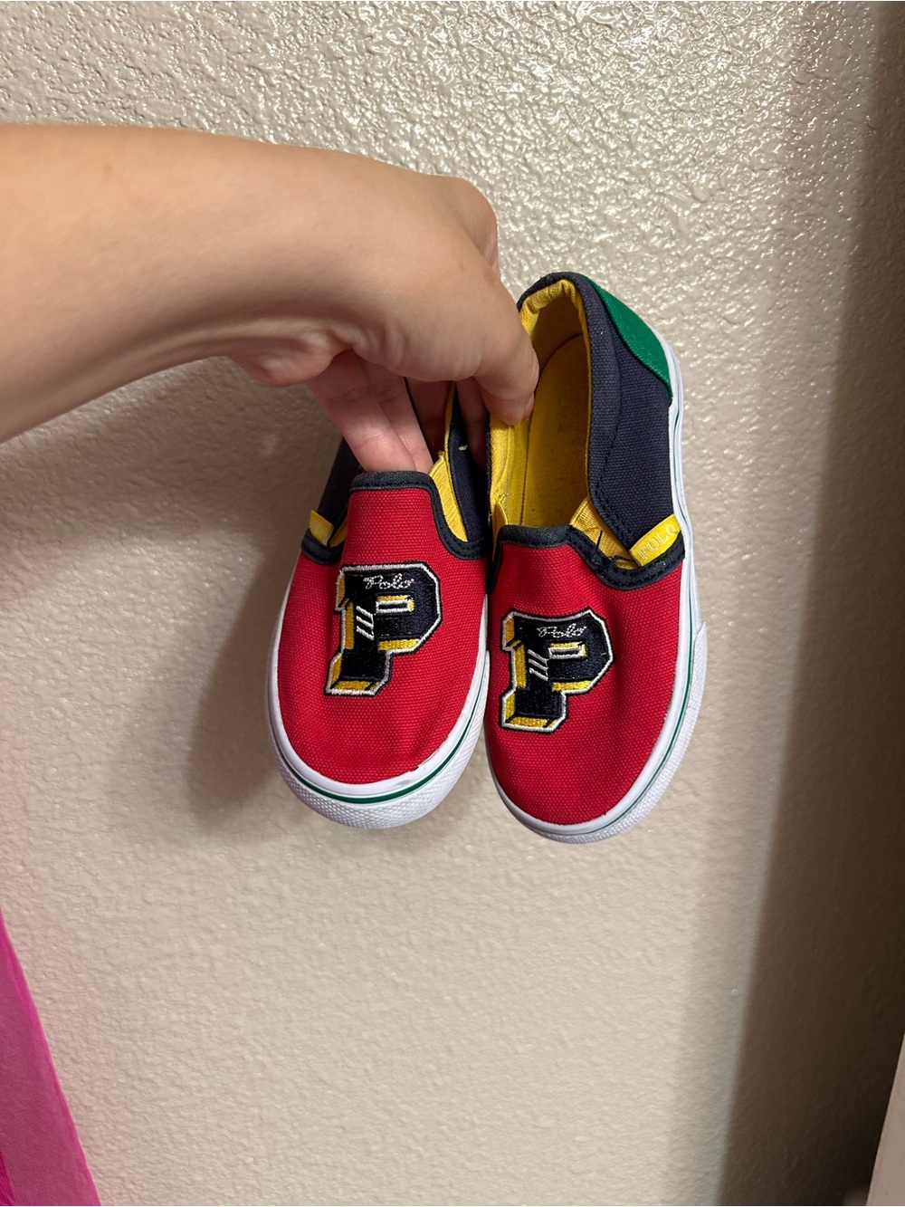 Polo by Ralph Lauren Kids Slip-On Sneakers in Red, Black & Green